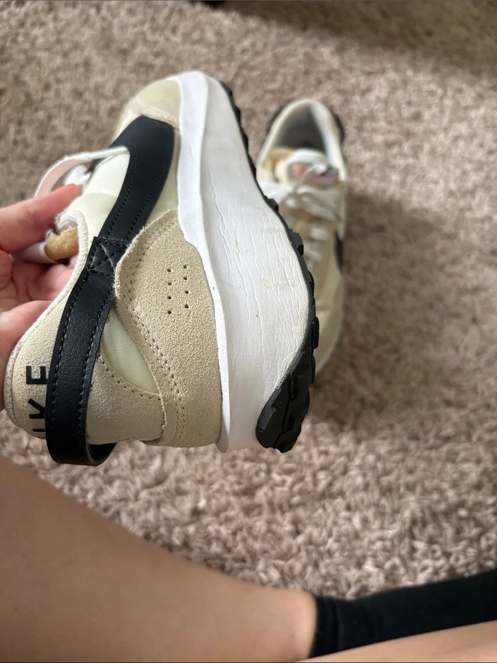 Nike Cream and Black Retro Sneakers